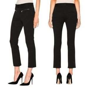 Black Veronica Beard Moto Cropped Slim Ponte Pants